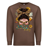 Chestnut Western Messy Bun Boss Lady With Money Premium Sweatshirt - BundleAndBundleShop