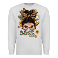 Dove Grey Western Messy Bun Boss Lady With Money Premium Sweatshirt - BundleAndBundleShop
