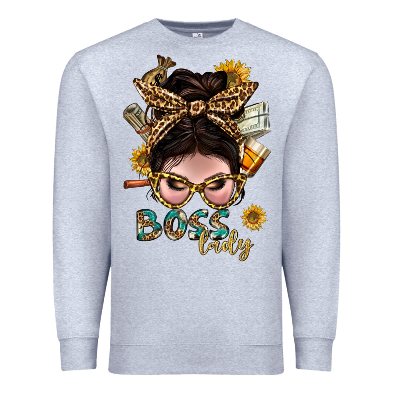 Western Messy Bun Boss Lady With Money Premium Sweatshirt by BundleAndBundleShop | Teevron