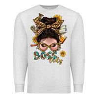 Oatmeal Heather Western Messy Bun Boss Lady With Money Premium Sweatshirt - BundleAndBundleShop