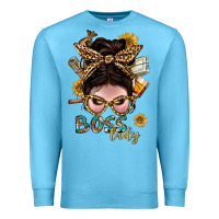 Ocean Blue Western Messy Bun Boss Lady With Money Premium Sweatshirt - BundleAndBundleShop