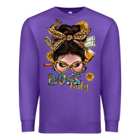 Purple Western Messy Bun Boss Lady With Money Premium Sweatshirt - BundleAndBundleShop