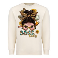 Sandshell Western Messy Bun Boss Lady With Money Premium Sweatshirt - BundleAndBundleShop