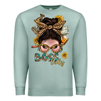 Seafoam Western Messy Bun Boss Lady With Money Premium Sweatshirt - BundleAndBundleShop