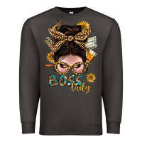 Smoke Western Messy Bun Boss Lady With Money Premium Sweatshirt - BundleAndBundleShop