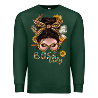 Sports Green Western Messy Bun Boss Lady With Money Premium Sweatshirt - BundleAndBundleShop