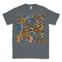 Charcoal Heather American Flag Horseshoe Deamless Pattern Classic Tee - BundleAndBundleShop
