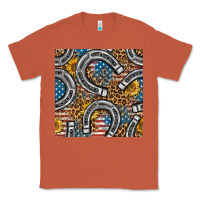 Copper American Flag Horseshoe Deamless Pattern Classic Tee - BundleAndBundleShop