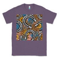Lavender American Flag Horseshoe Deamless Pattern Classic Tee - BundleAndBundleShop
