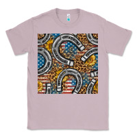 Lilac American Flag Horseshoe Deamless Pattern Classic Tee - BundleAndBundleShop