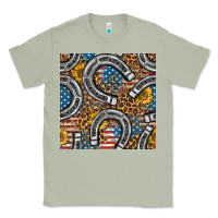 Matcha American Flag Horseshoe Deamless Pattern Classic Tee - BundleAndBundleShop