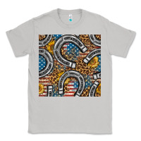Moon Dust American Flag Horseshoe Deamless Pattern Classic Tee - BundleAndBundleShop