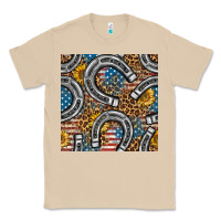 Mushroom American Flag Horseshoe Deamless Pattern Classic Tee - BundleAndBundleShop