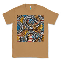 Toasted Coconut American Flag Horseshoe Deamless Pattern Classic Tee - BundleAndBundleShop