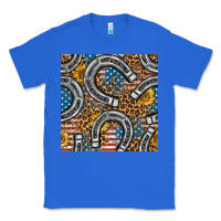 True Royal American Flag Horseshoe Deamless Pattern Classic Tee - BundleAndBundleShop