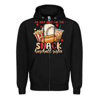 Black i'm just here for the snack baseball sister Zipper Hoodie - MaliasSmallBusiness