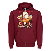 Burgundy i'm just here for the snack baseball sister Zipper Hoodie - MaliasSmallBusiness