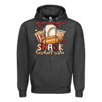 Charcoal Heather i'm just here for the snack baseball sister Zipper Hoodie - MaliasSmallBusiness