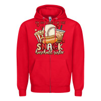 Red i'm just here for the snack baseball sister Zipper Hoodie - MaliasSmallBusiness