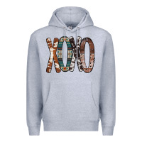 Heather Grey Xoxo Leopard Heart Premium Hoodie - Bettercallsaul