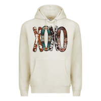 Oatmeal Heather Xoxo Leopard Heart Premium Hoodie - Bettercallsaul
