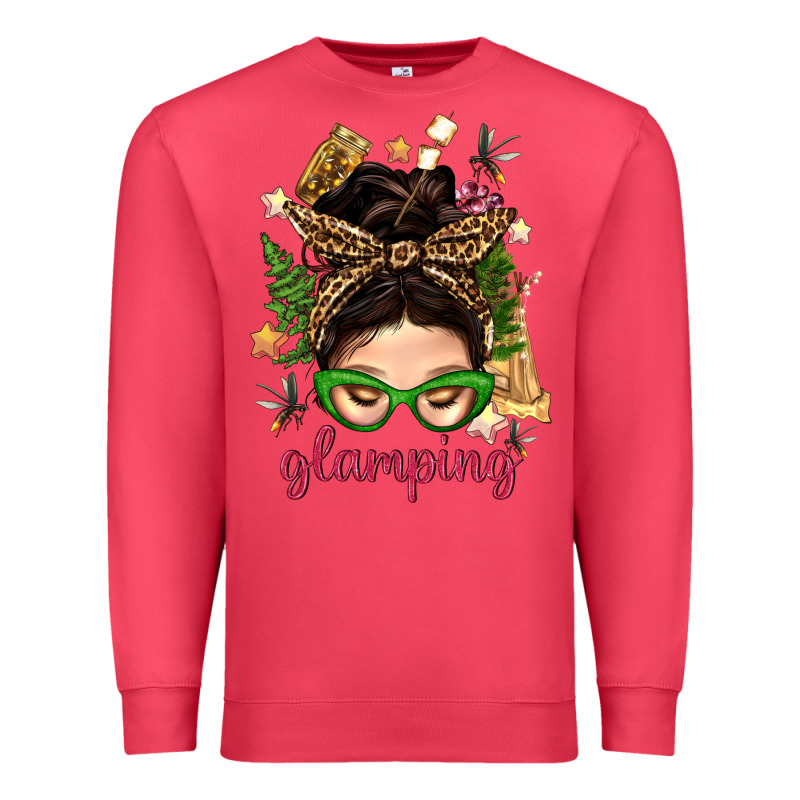Glamping Messy Bun With Glamping Camp Tent Bbs Premium Sweatshirt by BundleAndBundleShop | Teevron