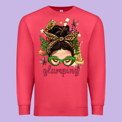 Glamping Messy Bun With Glamping Camp Tent Bbs Premium Sweatshirt Designed By Bundleandbundleshop