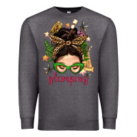 Charcoal Heather Glamping Messy Bun With Glamping Camp Tent Bbs Premium Sweatshirt - BundleAndBundleShop