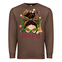Chestnut Glamping Messy Bun With Glamping Camp Tent Bbs Premium Sweatshirt - BundleAndBundleShop