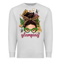 Dove Grey Glamping Messy Bun With Glamping Camp Tent Bbs Premium Sweatshirt - BundleAndBundleShop