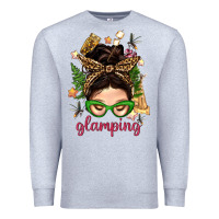 Heather Grey Glamping Messy Bun With Glamping Camp Tent Bbs Premium Sweatshirt - BundleAndBundleShop