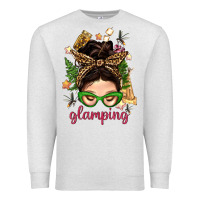 Oatmeal Heather Glamping Messy Bun With Glamping Camp Tent Bbs Premium Sweatshirt - BundleAndBundleShop