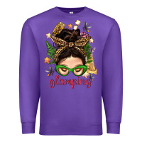 Purple Glamping Messy Bun With Glamping Camp Tent Bbs Premium Sweatshirt - BundleAndBundleShop