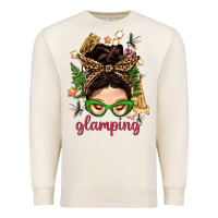 Sandshell Glamping Messy Bun With Glamping Camp Tent Bbs Premium Sweatshirt - BundleAndBundleShop