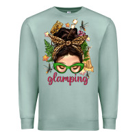Seafoam Glamping Messy Bun With Glamping Camp Tent Bbs Premium Sweatshirt - BundleAndBundleShop
