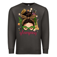 Smoke Glamping Messy Bun With Glamping Camp Tent Bbs Premium Sweatshirt - BundleAndBundleShop