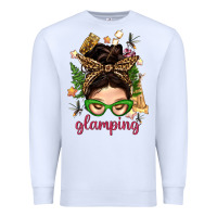 White Glamping Messy Bun With Glamping Camp Tent Bbs Premium Sweatshirt - BundleAndBundleShop