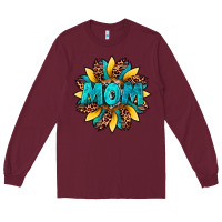 Burgundy sunflower mom leopard Long Sleeve Tee - Artiststas