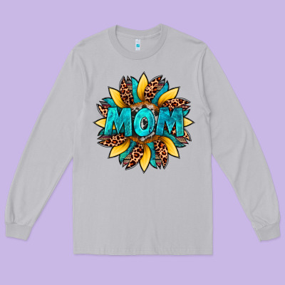 Sunflower Mom Leopard Long Sleeve Tee Designed By Artiststas