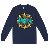 Navy sunflower mom leopard Long Sleeve Tee - Artiststas