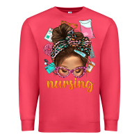 Cardinal Messy Bun Nursing With Leopard Glasses Bbs Premium Sweatshirt - BundleAndBundleShop