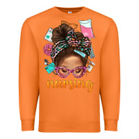Carrot Messy Bun Nursing With Leopard Glasses Bbs Premium Sweatshirt - BundleAndBundleShop