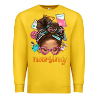 Lemon Messy Bun Nursing With Leopard Glasses Bbs Premium Sweatshirt - BundleAndBundleShop