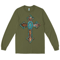 Army Green turquoise cross Long Sleeve Tee - AdoDesignShop