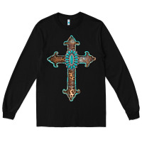 Black turquoise cross Long Sleeve Tee - AdoDesignShop