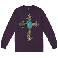 Plum turquoise cross Long Sleeve Tee - AdoDesignShop