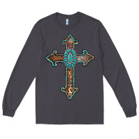 Smoke turquoise cross Long Sleeve Tee - AdoDesignShop
