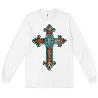 White turquoise cross Long Sleeve Tee - AdoDesignShop