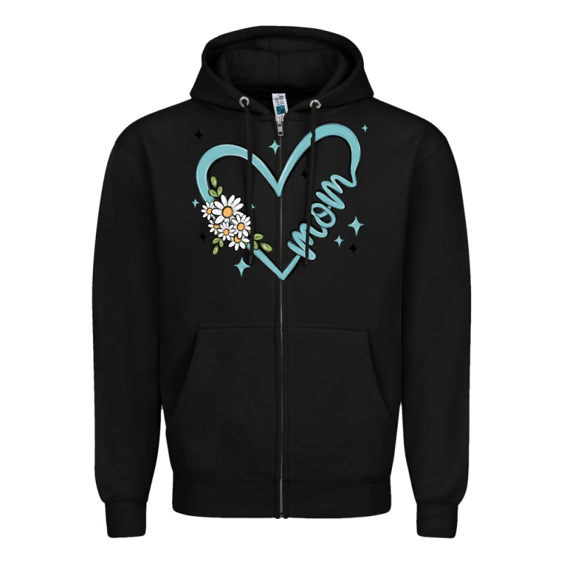 Mom With Heart And Flowers Zipper Hoodie by MaliasSmallBusiness | Teevron