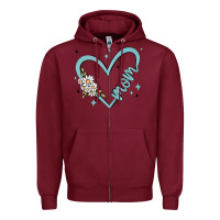Burgundy mom with heart and flowers Zipper Hoodie - MaliasSmallBusiness